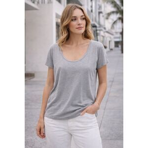 Standard JAMES PERSE Gray 100% Cotton Scoop T Shirt Tee Top Women's Size 3 Large